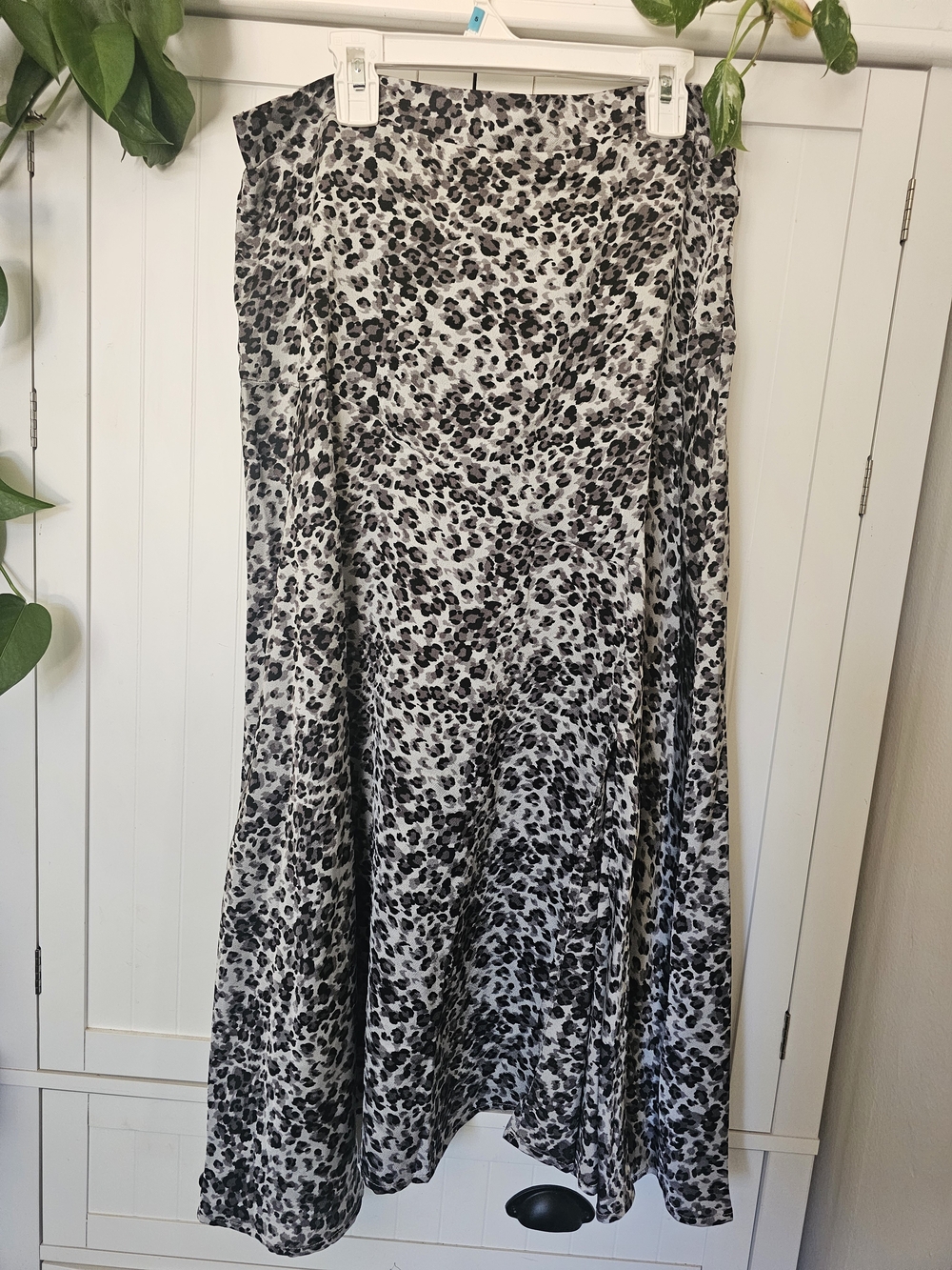 Chenault Black and White Leopard Print A-Line Skirt